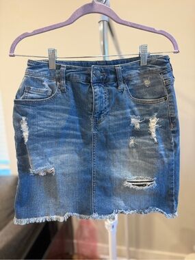 Mossimo Supply Co. Blue Distressed Denim Mini Skirt